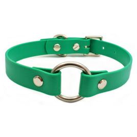 Single O-Ring Green Vegan Leather Collar