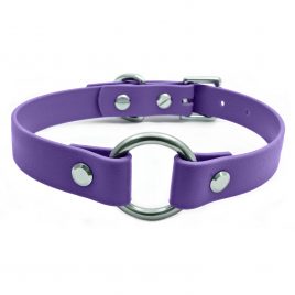 Single O-Ring Purple Vegan Leather Collar