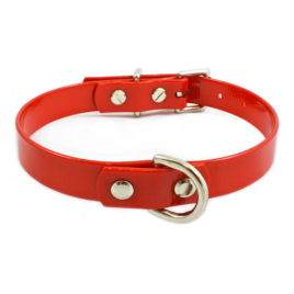 Red Vegan Leather D-Ring Collar Choker