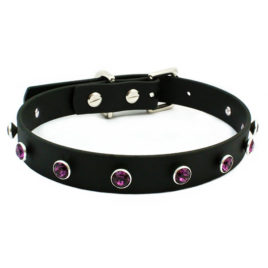Vegan Leather Swarovski Amethyst Crystal Collar Choker