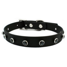 Vegan Leather Swarovski Graphite Crystal Collar Choker