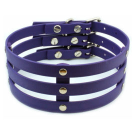 Purple Vegan Leather Wide Cage Collar Choker