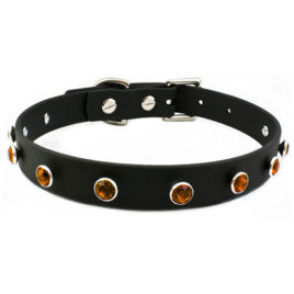 Swarovski® Tangerine Orange Crystals Vegan Leather Collar
