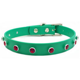 Swarovski® Scarlet Red Crystal on Green Vegan Leather Collar